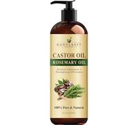 Handcraft Blends Aceite de ricino con aceite de romero 236 ml | 100% puro y natural | Aceite portador de grado premium | Cabello, pestañas y cejas | Cabello y cuerpo