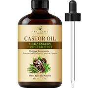Handcraft Blends Aceite de ricino con aceite de romero y menta, 118 ml, 100% puro y natural, aceite de grado premium para el crecimiento del cabello, pestañas y cejas, aceite portador, cabello y