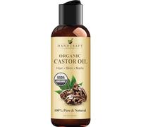 Handcraft Blends Aceite de ricino orgánico, 118 ml, 100 % puro y natural, aceite portador de grado premium, cabello, pestañas y cejas, cabello y cuerpo, prensado por expulsor, sin hexano
