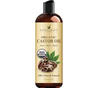 Handcraft Blends Aceite de Ricino Orgánico 236 ml | 100% Puro y Natural | Aceite Portador de Grado Premium | Para el Cabello, Pestañas y Cejas | Para el Cabello y el Cuerpo | Prensado por Expulsión |