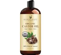 Handcraft Blends Aceite de ricino orgánico, 473 ml, 100 % puro y natural, aceite portador de grado premium para el crecimiento del cabello, pestañas y cejas, cabello y cuerpo, prensado por expulsor y