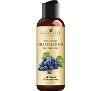 Handcraft Blends Aceite de semilla de uva, prensado en frío, 118 ml, 100% puro y natural, aceite portador de grado premium para piel y cabello, cabello y cuerpo, masaje, sin hexano