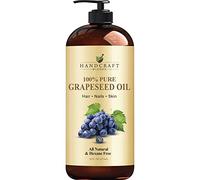 Handcraft Blends Aceite de semilla de uva, prensado en frío, 946 ml, 100% puro y natural, aceite portador de grado premium para piel y cabello, cabello y cuerpo, masaje, sin hexano