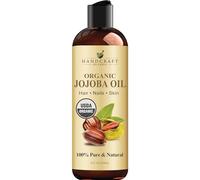 Handcraft Blends USDA - Aceite de jojoba orgánico prensado en frío, 236 ml, 100% puro y natural, aceite portador de grado premium para piel y cabello, cabello y cuerpo, masaje, sin hexano