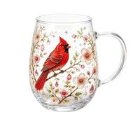 Handcrafted Bird Floral Glass Tumbler for Cocktail Milk Iced Coffee Wine
