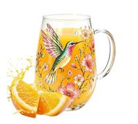 Handcrafted Bird Floral Glass Tumbler for Cocktail Milk Iced Coffee Wine