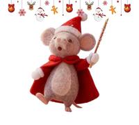 Handcrafted Felted Mice - Mini Holiday Figurine, 3in Christmas Mouse Set with Charming Appeal, Wool Felt Character Decor with Fine Detailing, Seasonal Ornament Added Warmth, Festive Home Accent Indoor