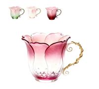 Handcrafted Floral Petal Coffee Mug with Vine Handle,Artistic Floral Ceramic Coffee Mug with Bloom-Shaped Design,Elegant Handmade Tea Cup for Women Friends Home Décor (Colors3)