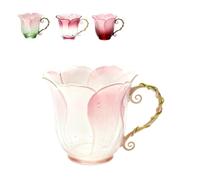 Handcrafted Floral Petal Coffee Mug with Vine Handle,Artistic Floral Ceramic Coffee Mug with Bloom-Shaped Design,Elegant Handmade Tea Cup for Women Friends Home Décor (Colors4)