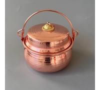 Handcrafted Induction Copper Pot, Sealed Lid Pure Food-Grade, with Gold Knob for Storage(26cm)