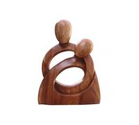 Handcrafted Mother And Child Wood Sculpture Her Love Will Never End Desktop Ornament
