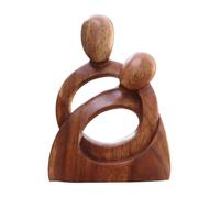 Handcrafted Mother And Child Wood Sculpture Her Love Will Never End Desktop Ornament