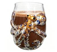 Handcrafted Octopus Glass 9cm Marine Life Stemless Cup For Drinks