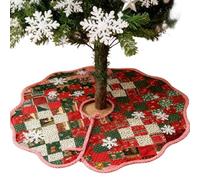 Handcrafted Patchworks Tree Skirt | Reversible Rustic Red and Green Design Christmas Trees Skirts,for Indoor Floor Living Room Bedroom Holiday Events Parties New Year Festive Photoshoot Winter