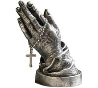 Handcrafted Prayer Hands Blessing Sculpture, Faith Religious Resin Statue, Home Prayer Altar & Car Tabletop Decor, Devout Gift for Believers (Silver)