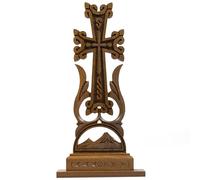 HandCraftoria Cruz armenia de madera única con cruz de Ararat para escritorio, el mejor regalo armenio (beige)