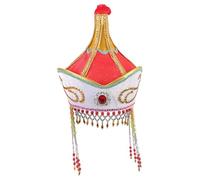 Handcrafts - Sombrero de disfraz de estilo mongol con diseño bordado étnico para escenario teatral, sombrero de espectáculo étnico