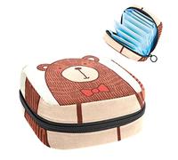 HandDraw Bear-01 bolsa de época portátil, bolsa de almacenamiento de tampones para servilletas sanitarias, Varios colores, 4.7x6.6x6.6 in/12x17x17 cm
