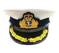 handembroideryuk Gorra de oficial de la Marina Real, Capitán de la Naval, R N Commanders Cap lingotes