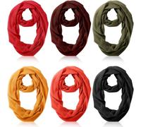 Handepo 6 bufandas infinitas suaves y ligeras para mujer, color sólido, bufanda de cuello para mujeres y niñas, 6 colores, Colores brillantes, Width: about 50 cm/ 19.69 inches