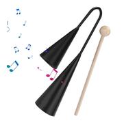 Handheld Agogo Bell, Instrumento de percusión Latino, Two-Tone, Wooden Stick Included, Traditional Sound, Perfect For Family Gatherings, Size: 7 pulgadas, Color: Natural Wood, 1 pieza