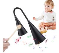 Handheld Agogo Bell, Instrumento de percusión Latino, Two-Tone, Wooden Stick Included, Traditional Sound, Perfect For Family Gatherings, Size: 7 pulgadas, Color: Natural Wood, 1 pieza