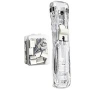 Handheld Binder Stapler, 11.5x2.5cm Portable Paper Binding Clamp Dispenser, ABS and Metal Reusable Clip Stapler for Office, Home, School, Document Filing