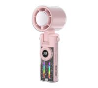 Handheld Cooling Fan, Folding Personal Fan with Lights, Digital Cooler