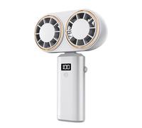Handheld Fan, 5-Speed Digital Display, Two-Head Cooler, 11.8x16.2x4.5cm, Portable Lightweight Design, Quiet Working, Rechargeable Electric Fan for Camping Gym School Outdoor