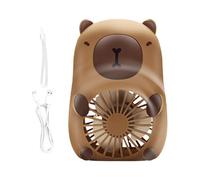 Handheld Fan - Electric Capybara Design, USB Charging System, 3-Speed Air Cooler, Personal Cooling Device | Novelty Animal Themed Ventilation Tool, Perfect Choice For All Ages Kids Girls Women, marrón