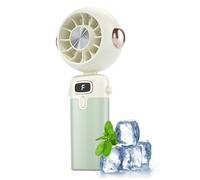 Handheld Fan, Portable Cooling MiniVentilator, Folding Personal Fan, Rechargeable Quiet Breeze Device, Compact Lightweight Design for Desk, Summer Travel, Camping, Baby Stroller, White Gray Green Pink