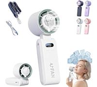 Handheld Fan Rechargeable, Portable Turbo Mini Fan with Ice Cooling Plate, 199 Speeds Foldable USB Fans, 3 in 1 Personal Neck Cooler for Travel,Commuting and Summer Essentials (White)