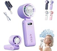 Handheld Fan Rechargeable, Portable Turbo Mini Fan with Ice Cooling Plate, 199 Speeds Foldable USB Fans, 3 in 1 Personal Neck Cooler for Travel,Commuting and Summer Essentials (Purple)