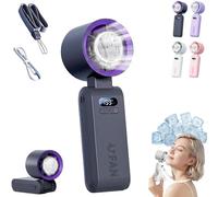 Handheld Fan Rechargeable, Portable Turbo Mini Fan with Ice Cooling Plate, 199 Speeds Foldable USB Fans, 3 in 1 Personal Neck Cooler for Travel,Commuting and Summer Essentials (Black)