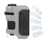 Handheld Microscope, Led Light Microscope, Student Tool Clear Magnification Adjustable Zoom Battery Powered Easy Focus Pocket Size, Glass Slides for Student