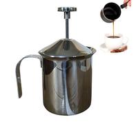 Handheld Milk Frother - Stainless Steel Manual Foam Maker Wand, Large Capacity Style Frothing Whisk Tool, Portable Cordless Coffee Creamer Blender Stirrer Device, Quick Easy Cold