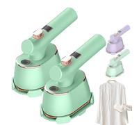 Handheld Steam Iron with Anti-Scalding Base, 2025 New Portable Steamer for Clothes, 1000w Fast Heating in 5 Seconds, 2-in-1 Steamer and Irons, Mini Travel Iron for Home, Dorm (2 PCS Green)