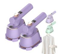 Handheld Steam Iron with Anti-Scalding Base, 2025 New Portable Steamer for Clothes, 1000w Fast Heating in 5 Seconds, 2-in-1 Steamer and Irons, Mini Travel Iron for Home, Dorm (2 PCS Purple)