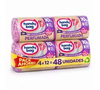 Handi Bag Bolsas de Basura Perfumadas Especial Baño 10 L - Pack Ahorro 4 x 12 | 48 Unidades | Resistente, Antigoteo, 100% Reciclado | RASMACOR