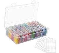 HANDI STITCH Pack de 60,000 Abalorios Pintura Diamante Redondos - 60 Colores - 64 Contenedores Pequeños con Caja de Almacenaje y Etiquetas - Diamante Reemplazo para Punto de Cruz, Manualidades