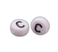 Handicraft Emporium Cuentas acrílicas redondas planas del alfabeto | 10 g | C