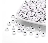 Handicraft Emporium Cuentas acrílicas redondas planas del alfabeto | 50 g | P