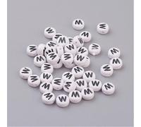 Handicraft Emporium Cuentas acrílicas redondas planas del alfabeto | Aproximadamente 15 g/100 piezas | W