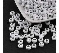 Handicraft Emporium Cuentas acrílicas redondas planas del alfabeto | aproximadamente 50 g | B