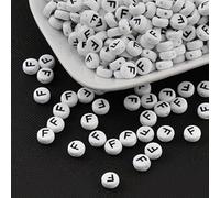 Handicraft Emporium Cuentas acrílicas redondas planas del alfabeto | Aproximadamente 50 g | F