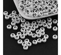 Handicraft Emporium Cuentas acrílicas redondas planas del alfabeto | Aproximadamente 50 g | N