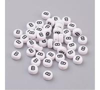 Handicraft Emporium Cuentas acrílicas redondas planas del alfabeto | B | Blanco y negro