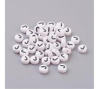 Handicraft Emporium Cuentas acrílicas redondas planas del alfabeto | J | Blanco y negro