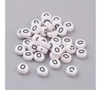 Handicraft Emporium Cuentas acrílicas redondas planas del alfabeto | O | Blanco y negro