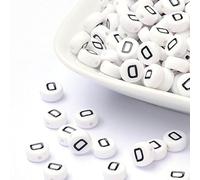 Handicraft Emporium | Cuentas de acrílico planas redondas con letras del alfabeto | Aprox. 50g / 350 piezas | D